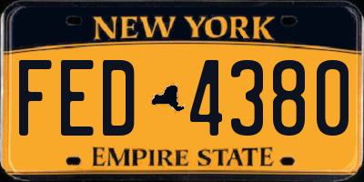 NY license plate FED4380