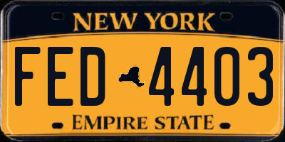 NY license plate FED4403