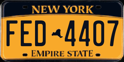 NY license plate FED4407