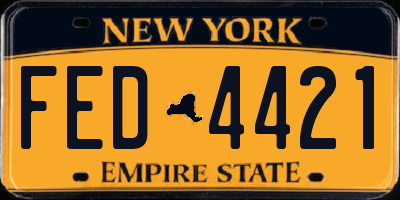 NY license plate FED4421