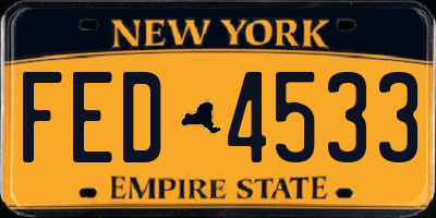 NY license plate FED4533
