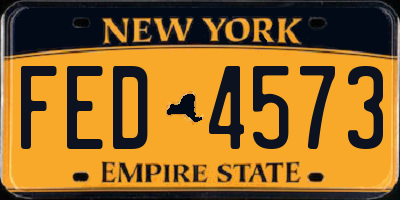 NY license plate FED4573