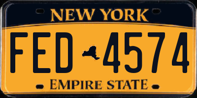 NY license plate FED4574