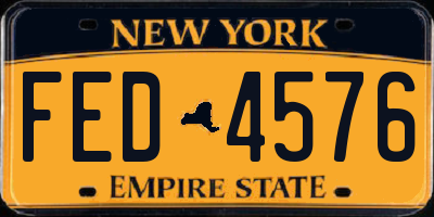 NY license plate FED4576