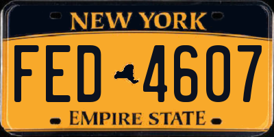 NY license plate FED4607