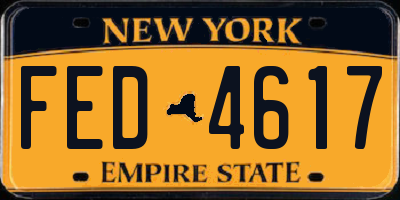NY license plate FED4617