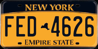 NY license plate FED4626