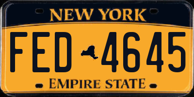 NY license plate FED4645