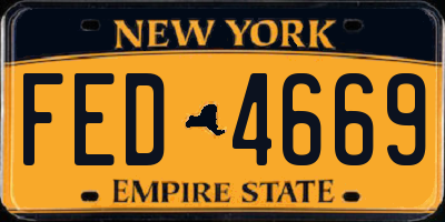 NY license plate FED4669
