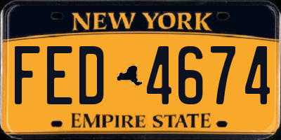 NY license plate FED4674