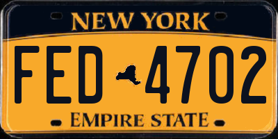 NY license plate FED4702