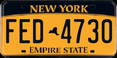NY license plate FED4730