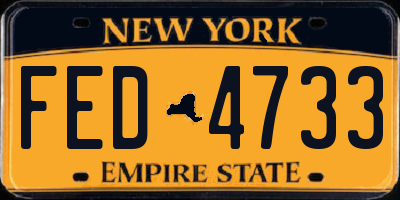 NY license plate FED4733