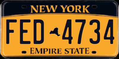 NY license plate FED4734