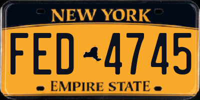 NY license plate FED4745