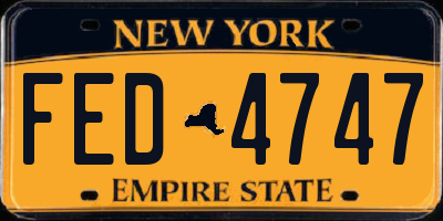 NY license plate FED4747