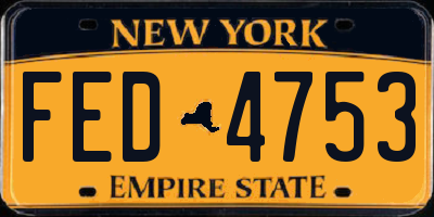NY license plate FED4753