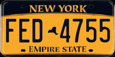 NY license plate FED4755