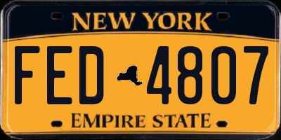 NY license plate FED4807