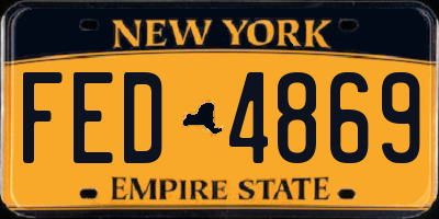 NY license plate FED4869