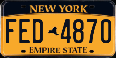 NY license plate FED4870