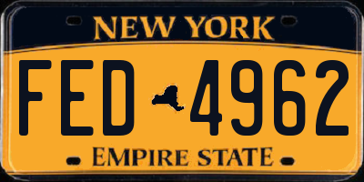 NY license plate FED4962