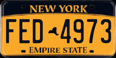 NY license plate FED4973