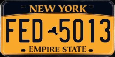 NY license plate FED5013