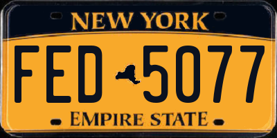 NY license plate FED5077