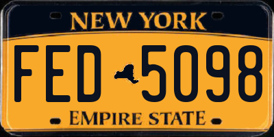 NY license plate FED5098