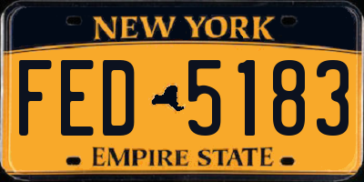 NY license plate FED5183