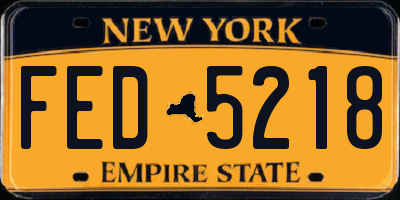 NY license plate FED5218