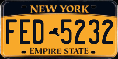 NY license plate FED5232