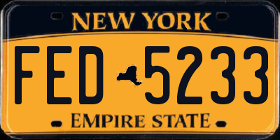 NY license plate FED5233