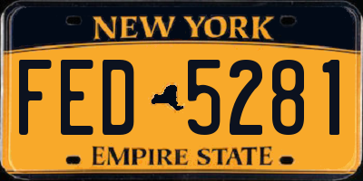 NY license plate FED5281