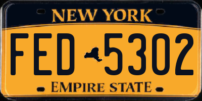 NY license plate FED5302
