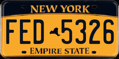NY license plate FED5326