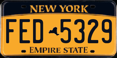NY license plate FED5329