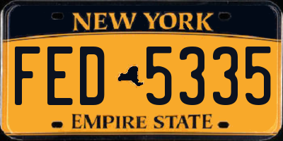 NY license plate FED5335