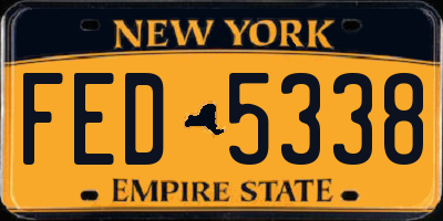 NY license plate FED5338