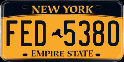 NY license plate FED5380