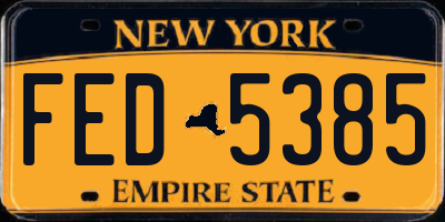 NY license plate FED5385