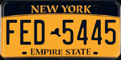 NY license plate FED5445