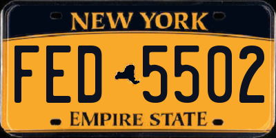 NY license plate FED5502
