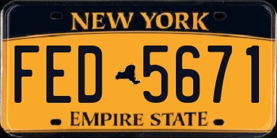 NY license plate FED5671