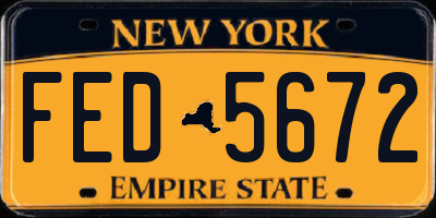NY license plate FED5672