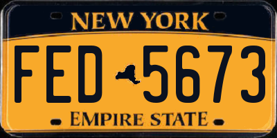 NY license plate FED5673
