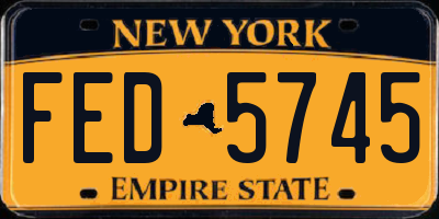 NY license plate FED5745