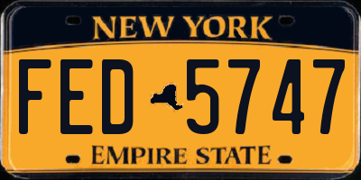 NY license plate FED5747