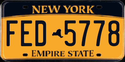 NY license plate FED5778